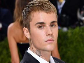 Canadian singer Justin Bieber arrives for the 2021 Met Gala at the Metropolitan Museum of Art on Sept. 13, 2021 in New York.