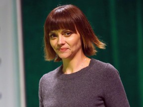 Actress Christina Ricci speaks to fans during the Calgary Comic and Entertainment Expo at Stampede Park, April 27, 2019.