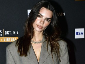 Actress and model Emily Ratajkowski attends Coin Geek Cocktail Party at Gustavino's on Oct. 4, 2021 in New York City.