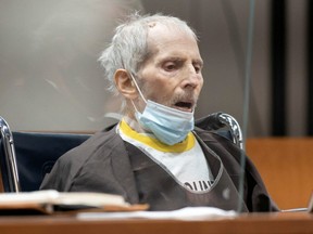 Robert Durst is seen being sentenced to life without possibility of parole for the killing of Susan Berman, at Airport Courthouse, in Los Angeles, Thursday, Oct. 14, 2021.