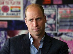 Britain's Prince William, president of the Football Association, visits Dulwich Hamlet FC at the Champion Hill Stadium, meeting with players, club management, and football fans from a range of clubs to discuss the independent Fan Led Review of Football Governance, in London, Britain September 23, 2021.