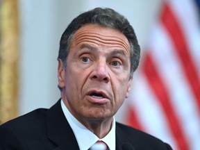 Andrew Cuomo speaks during a press conference at the New York Stock Exchange (NYSE) on May 26, 2020 in New York City.