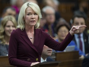 Conservative deputy leader Candice Bergen rises during Question Period in the House of Commons Monday April 1, 2019 in Ottawa.