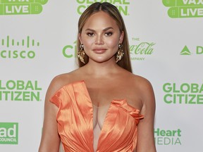 Chrissy Teigen attends Global Citizen VAX LIVE: The Concert To Reunite The World at SoFi Stadium in Inglewood, Calif.