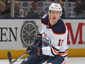 Colby Cave of the Edmonton Oilers skates against the Toronto Maple Leafs during an NHL game at Scotiabank Arena on Feb. 27, 2019 in Toronto.