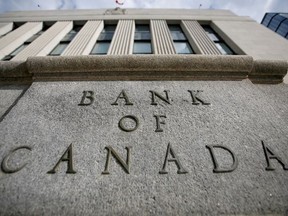 A sign is pictured outside the Bank of Canada building in Ottawa.
