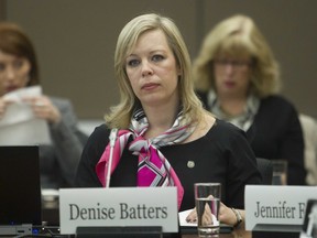 Denise Batters arrives to the House of Commons' standing committee on health in Ottawa on March 8, 2012.