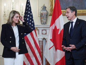 Foreign Minister Melanie Joly meets with U.S. Secretary of State Antony Blinken at the State Department in Washington, D.C., on Nov. 12 , 2021.