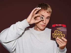 Justin Bieber has teamed up with Tim Hortons for a new line of limited edition Timbiebs.