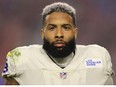 Wide receiver Odell Beckham Jr. of the Los Angeles Rams stands on the sidelines during the third quarter of the NFL game against the Arizona Cardinals at State Farm Stadium on December 13, 2021 in Glendale, Arizona.