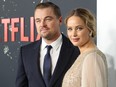 Leonardo DiCaprio and Jennifer Lawrence attend the world premiere of Netflix's "Don't Look Up" on December 5, 2021 in New York.