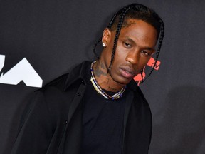 In this file photo taken on September 12, 2021 US rapper Travis Scott arrives for the 2021 MTV Video Music Awards at Barclays Center in Brooklyn, New York.