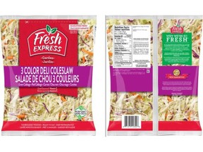 A Fresh Express salad kit covered in a product recall is pictured in a photo provided by