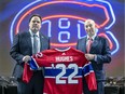 "I’ve never been afraid to make a decision,” says new Canadiens GM Kent Hughes (right) shown here with executive vice-president of hockey operations Jeff Gorton. “I’ve also never been afraid to work through that with somebody else.”