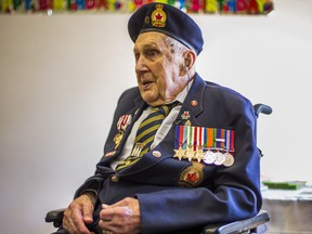 Second World War veteran Pte. Fred Arsenault during his 100th birthday celebration at Sunnybrook Veterans Centre in Toronto on March 5, 2020.