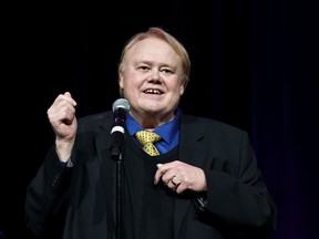 Comedian/actor Louie Anderson speaks during a celebration of life honoring the late comedian/actor Marty Allen on what would have been his 96th birthday at the Rampart Casino at The Resort at Summerlin on March 23, 2018 in Las Vegas, Nevada.