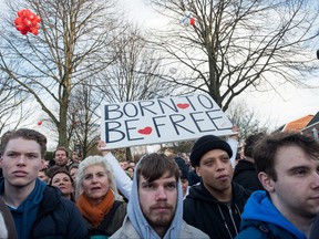 A prohibited demonstration marched from Museumplein to Westerpark where the extreme right party Forum for Democracy planned a campaign to protest against the COVID-19 meaures on Jan. 2, 2022 in Amsterdam, Netherlands.