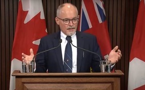 Ontario chief medical officer of health Dr. Kieran Moore speaks during a briefing at Queen's Park.