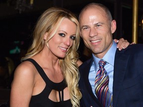 Stormy Daniels and attorney Michael Avenatti are seen at The Abbey on May 23, 2018 in West Hollywood, Calif.