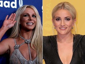 Britney Spears and sister Jamie Lynn Spears are pictured in file photos.