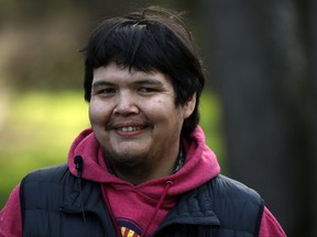 Bear Henry is poses for a photo before a press conference at Beacon Hill Park in Victoria, Friday, Feb. 11, 2022.