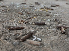 Rusted bullet casings are pictured in Michoacan state Mexico April 23, 2021.