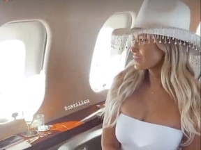 Paulina Gretzky en route to the Caribbean with her coterie of pals for her bridal bash.