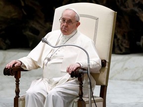 Pope Francis holds the weekly general audience at the Paul VI Hall at the Vatican, February 23, 2022.
