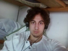 Dzhokhar Tsarnaev, arrested in the Boston Marathon bombing, is pictured in this handout photo presented as evidence by the U.S. Attorney's Office in Boston, Massachusetts on March 23, 2015.