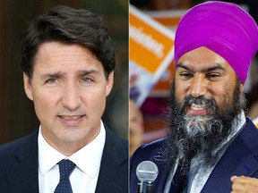 Prime Minister Justin Trudeau and NDP Leader Jagmeet Singh are seen in this combo photo.