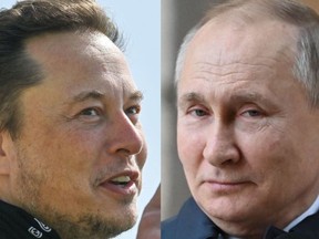 Elon Musk, links, Wladimir Putin.