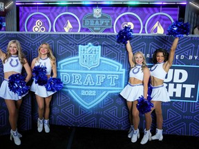 Indianapolis Colts cheerleaders before the first round of the 2022 NFL draft.