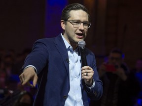 Federal Conservative Party candidate Pierre Poilievre speaks at The Roundhouse in Toronto, Tuesday, April 19, 2022.