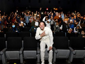 Anthony Ramos surprises students from New York at a special screening of 'The Bad Guys' at AMC Lincoln Square Theater in New York City, April 21, 2022.