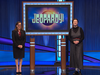 Host Mayim Bialik and Toronto tutor Mattea Roach, who won on Jeopardy! again on Tuesday night.