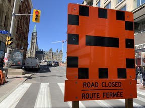 Road Closed signs were positioned near Parliament Hill on Thursday ahead of the expected arrival of the Rolling Thunder motorcycle convoy.
