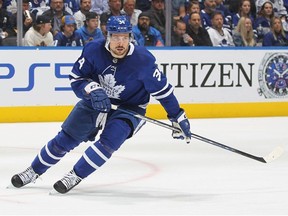 Auston Matthews of the Toronto Maple Leafs skates against the Tampa Bay Lightning during Game Seven of the First Round of the 2022 Stanley Cup Play-offs at Scotiabank Arena on May 14, 2022 in Toronto, Ontario, Canada.