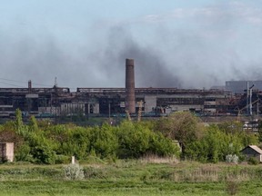 A view shows Azovstal steel mill during Ukraine-Russia conflict in the southern port city of Mariupol, Ukraine, Friday, May 20, 2022.