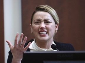 Amber Heard testifies in the courtroom at the Fairfax County Circuit Court in Fairfax, Va., Thursday, May 5, 2022.