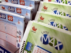 Lotto Max and Lotto 649 tickets are pictured in this file photo taken on Oct. 27, 2015 in Toronto.