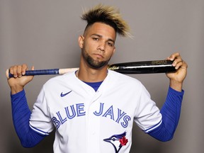 Lourdes Gurriel Jr. of the Toronto Blue Jays poses for a portrait during Photo Day at TD Ballpark on March 19, 2022 in Dunedin, Fla.