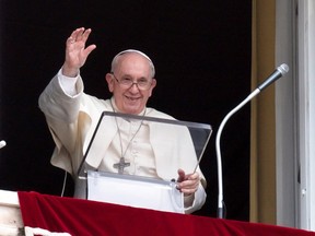 Pope Francis leads Regina Caeli prayer from his window, at the Vatican, May 29, 2022.