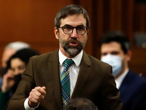 Minister of the Environment and Climate Change Steven Guilbeault speaks during Question Period in the House of Commons on Parliament Hill in Ottawa Feb. 17, 2022.