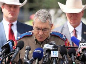 Steven C. McCraw, Director and Colonel of the Texas Department of Public Safety, speaks during a press conference about the mass shooting at Robb Elementary School in Uvalde, Texas, Friday, May 27, 2022.
