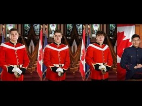 Offiziersanwärter des Royal Military College of Canada, von links: Jack Hogarth, Andrei Honciu, Broden Murphy und Andres Salek.