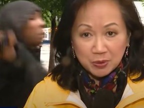 Police are still looking for the suspect after a man walked behind Fox 23 reporter Joanie Lum and her camera crew and appeared to pull out what looked like a small handgun while they were live on air.