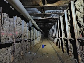 This handout photo provided by Homeland Security Investigations on May 17, 2022, shows a tunnel between Tijuana, Mexico, and Otay Mesa, Calif., that was discovered by federal authorities on May 13, 2022.