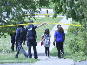 A man with wha was originally thought to be a rifle was shot by police in the East Ave. and Lawrence Ave. area on Thursday, May 26, 2022. It was later deemed to be a pellet gun.
