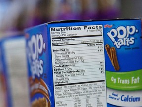 The Nutrition Facts label is seen on a box of Pop Tarts at a store in New York Feb. 27, 2014.