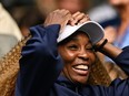 US player an sister of Serena Williams, Venus Williams reacts as she arrives to attend her sister's women's singles tennis match against France's Harmony Tan on the second day of the 2022 Wimbledon Championships at The All England Tennis Club in Wimbledon, southwest London, on June 28, 2022.